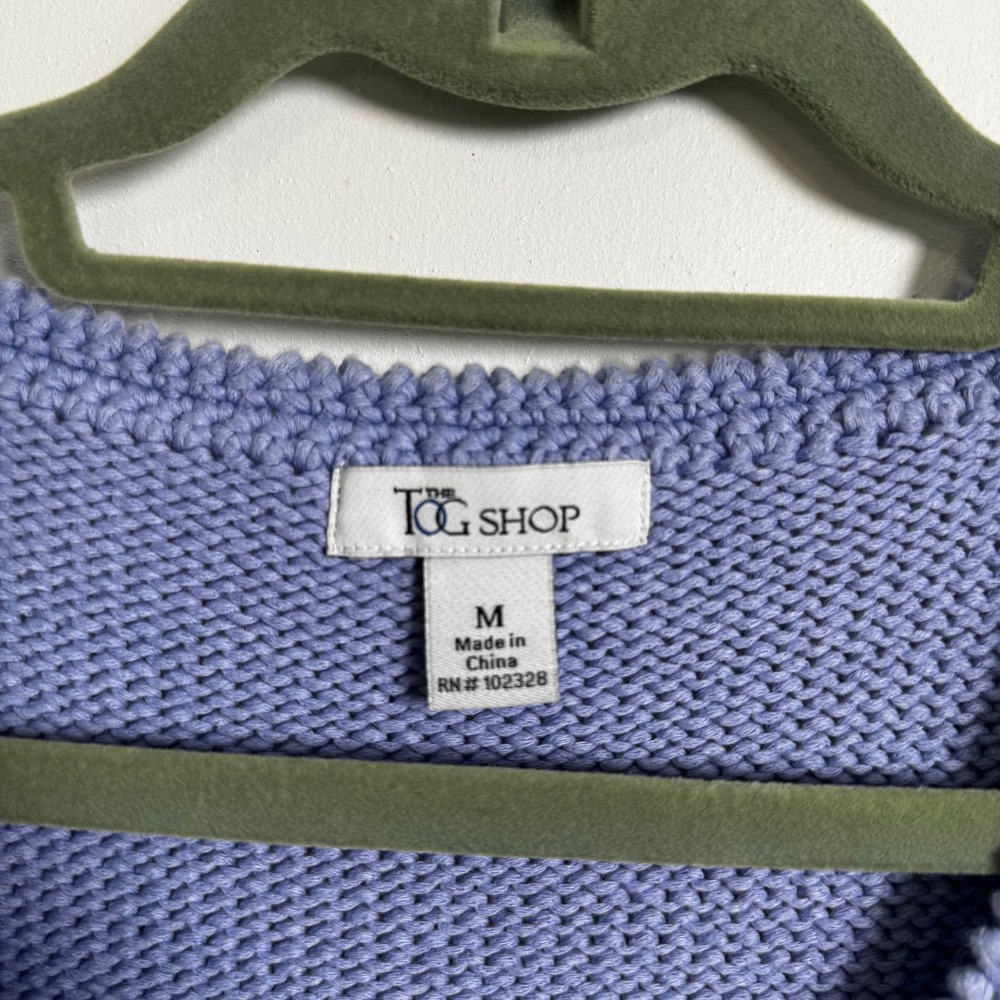The Tog Shop Sweater Vest M Periwinkle Blue Floral‎ Embroidered Button Front - Picture 5 of 8